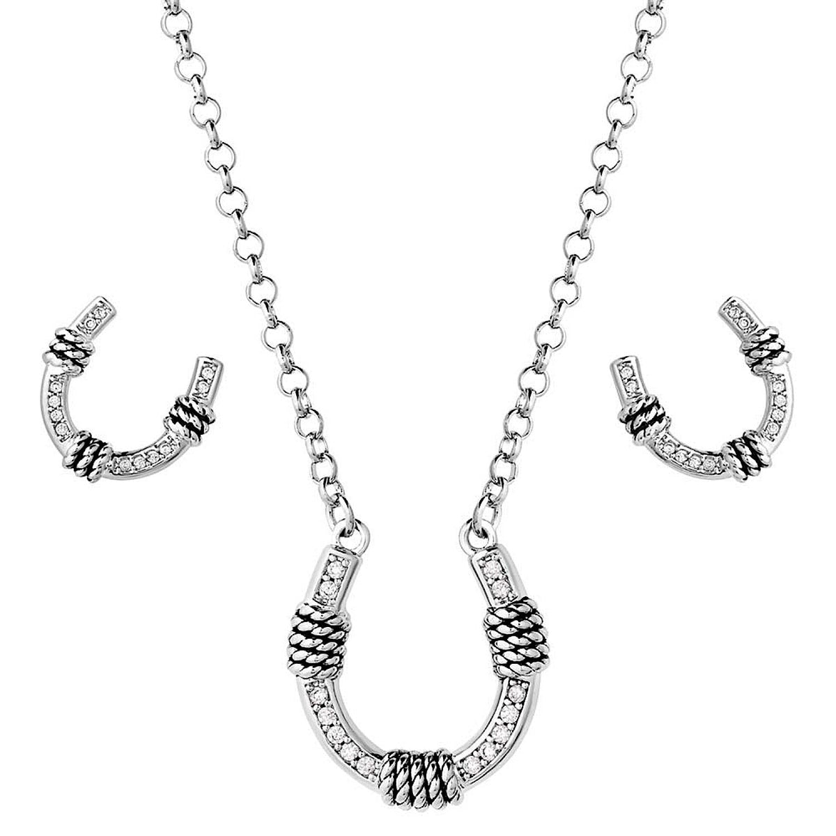 Montana Silversmiths Roped Horseshoe Crystal Jewellery Set