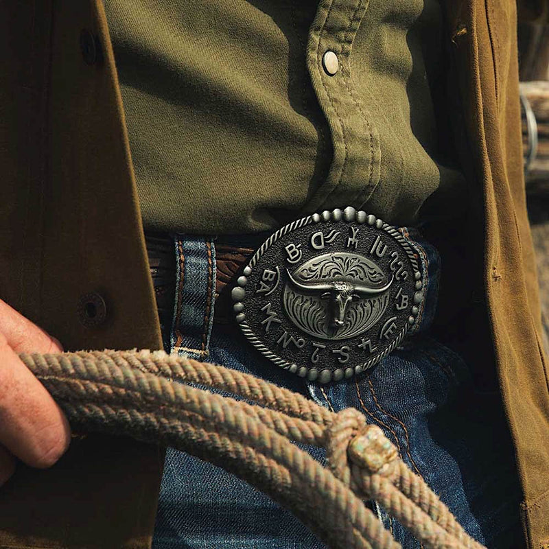 Montana Silversmiths Western Attitude Buckle - Branded Legacy Longhorn Buckle