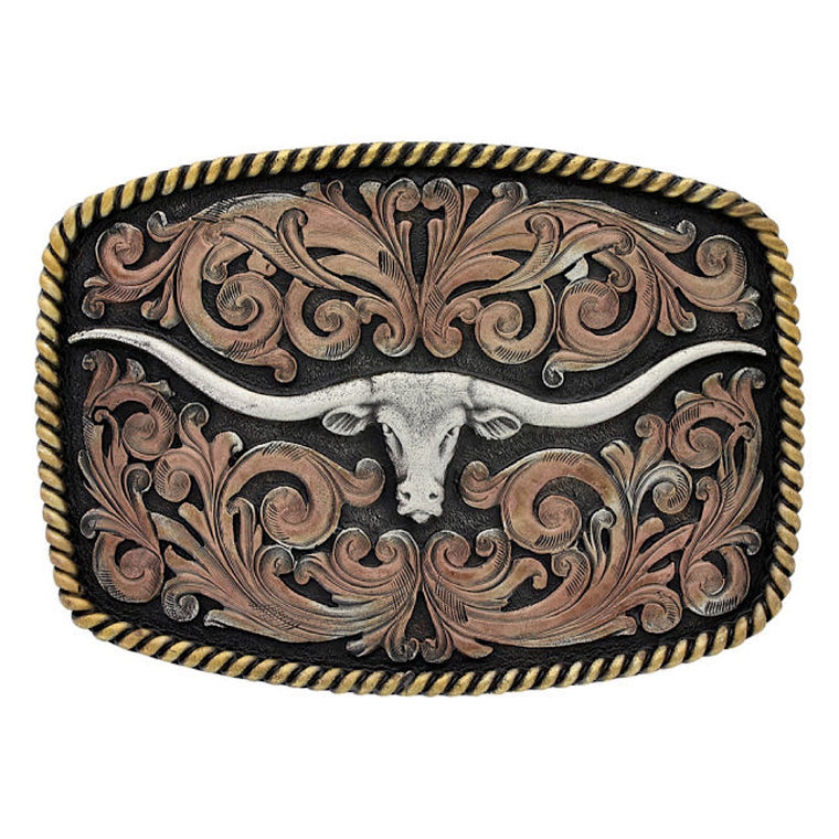 Montana Silversmiths Tri-Colour Texas Longhorn Attitude Buckle