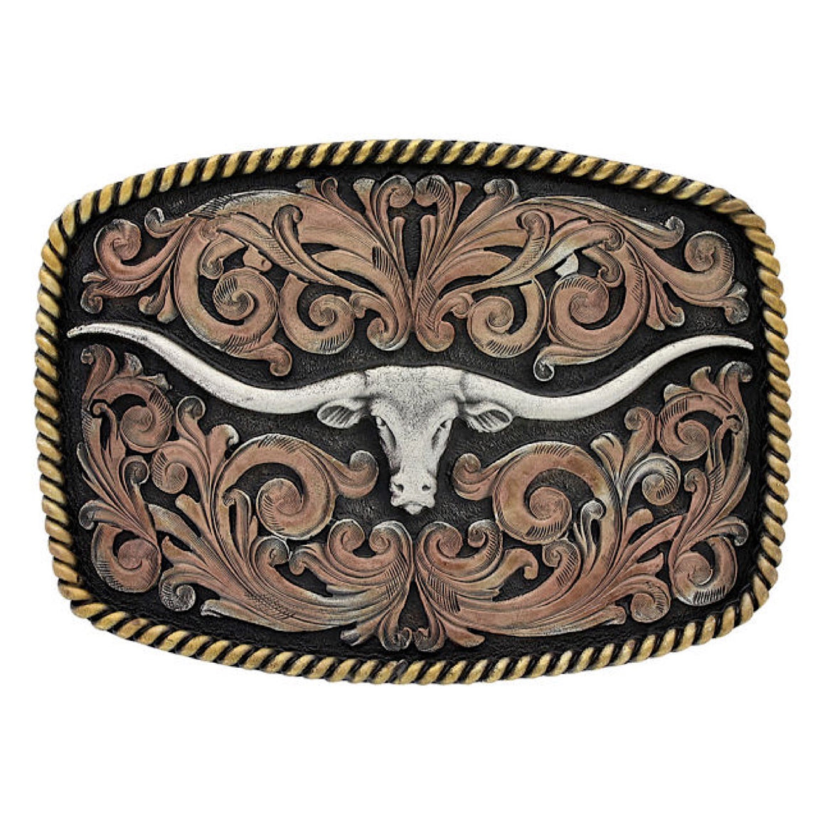 Montana Silversmiths Tri-Colour Texas Longhorn Attitude Buckle