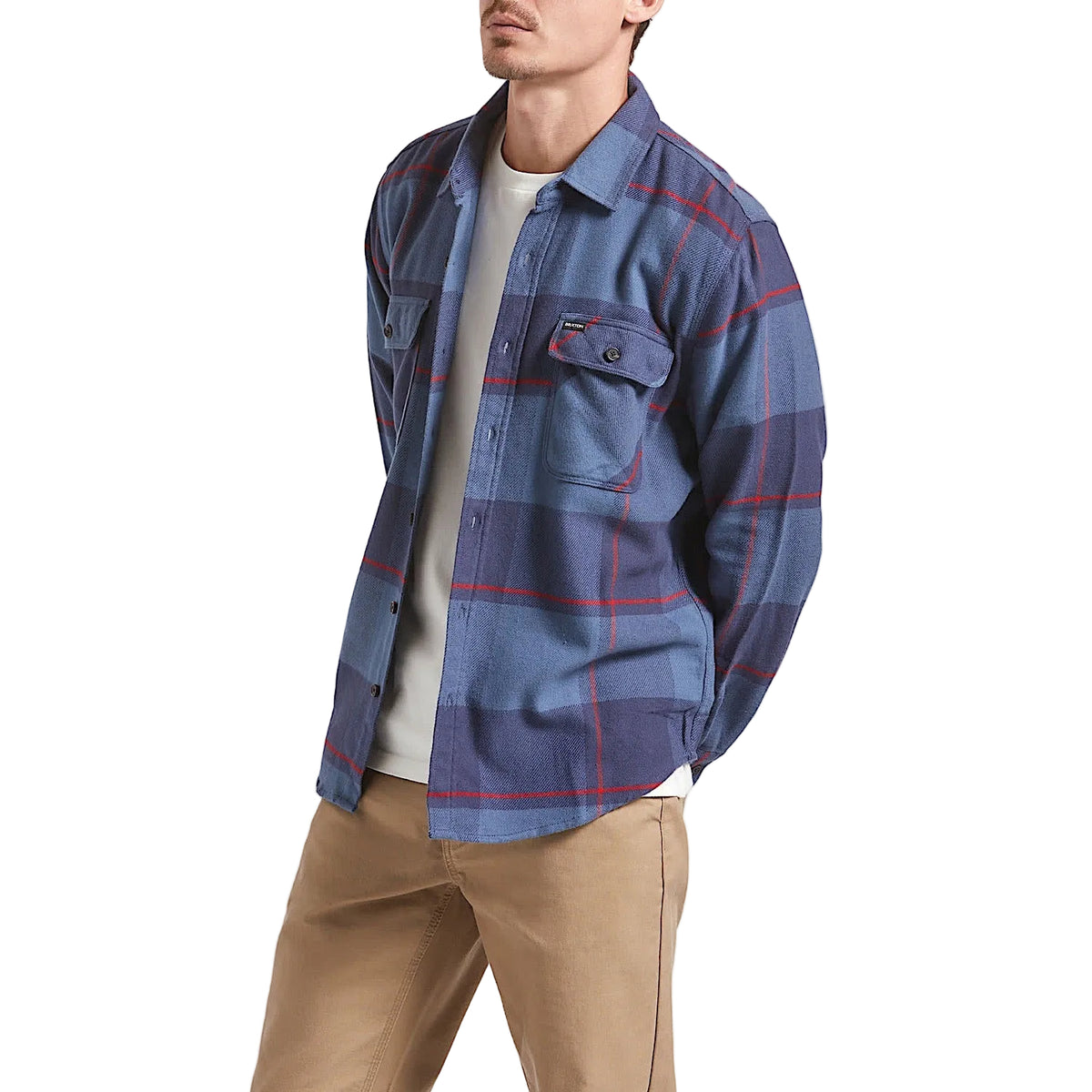 Brixton Men’s Bowery Flannel Shirt - Bering Sea/Mood Indigo/Adrenal