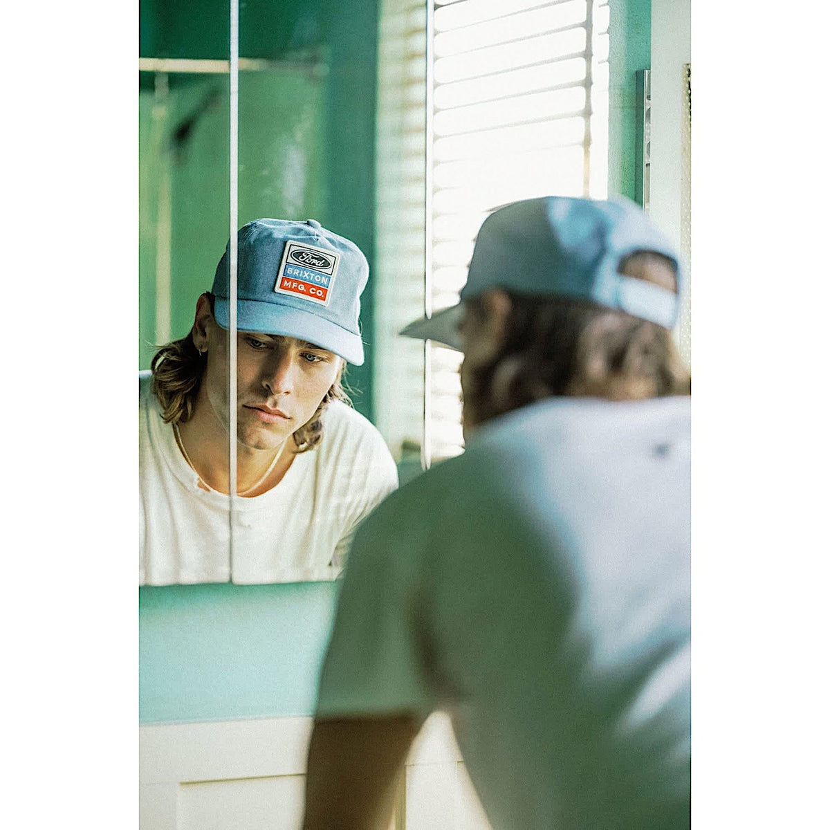 Brixton Ford Service Dept Snapback Cap - Blue Chambray