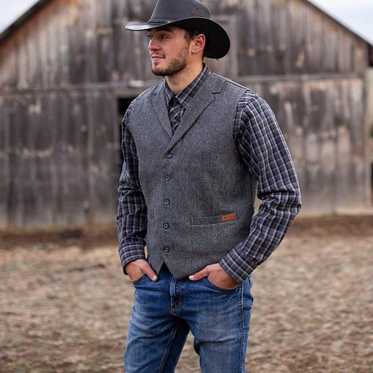 Outback Trading Mens Jessie Vest - Grey