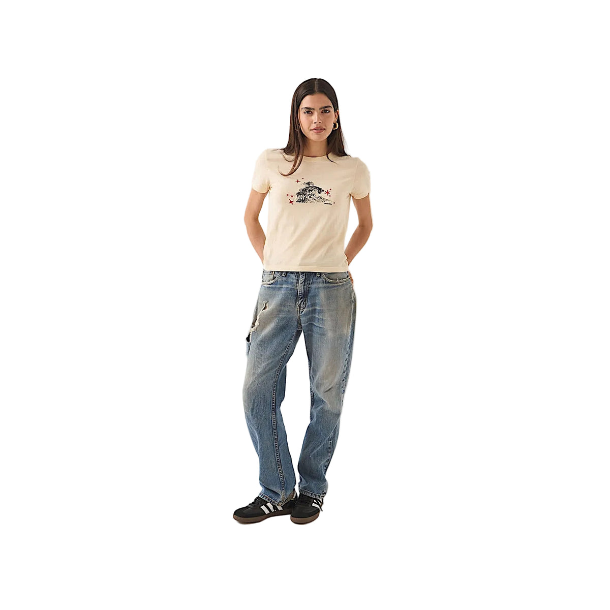 Brixton Women's Mid Century Ranch Slim Crew T-Shirt - Whitecap