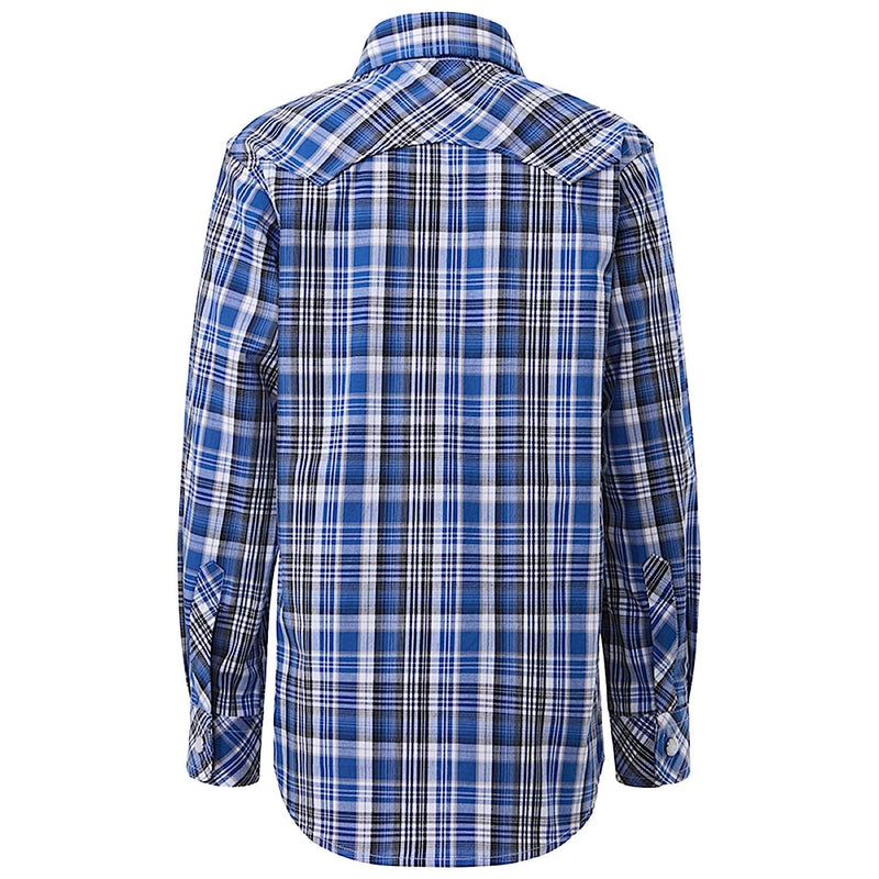 Pilbara Kid’s Western Snap Button Shirt - Blue/Black/White