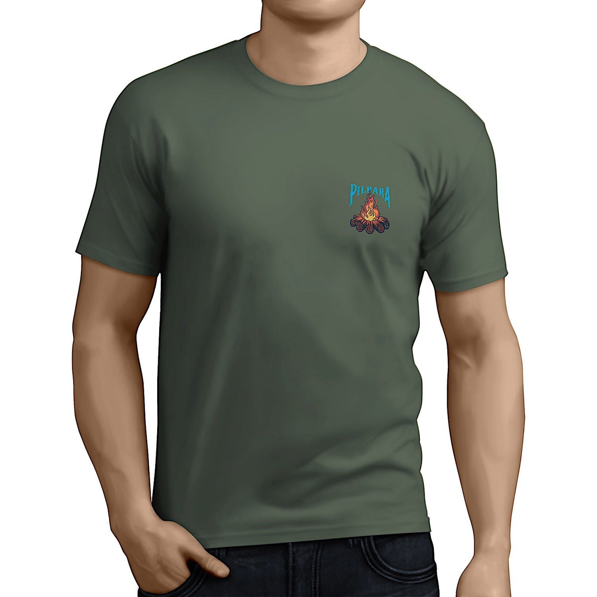 Pilbara Men’s Campfire T-Shirt - Light Olive