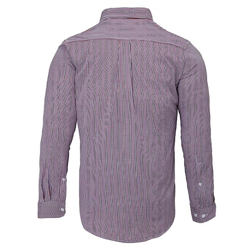 Pilbara Mens L/S Dual Pocket Checked Shirt - Red Navy White
