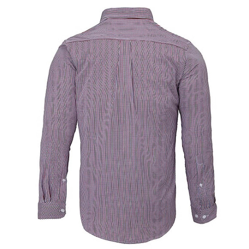 Pilbara Mens L/S Dual Pocket Checked Shirt - Red Navy White