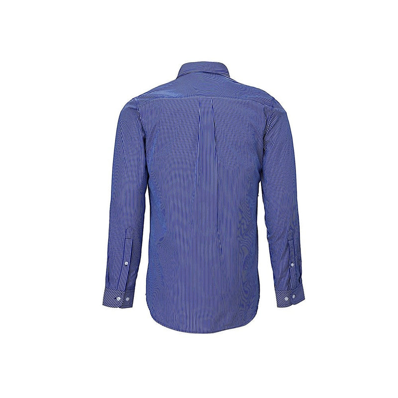 Pilbara Mens L/S Dual Pocket Royal-White Stripe
