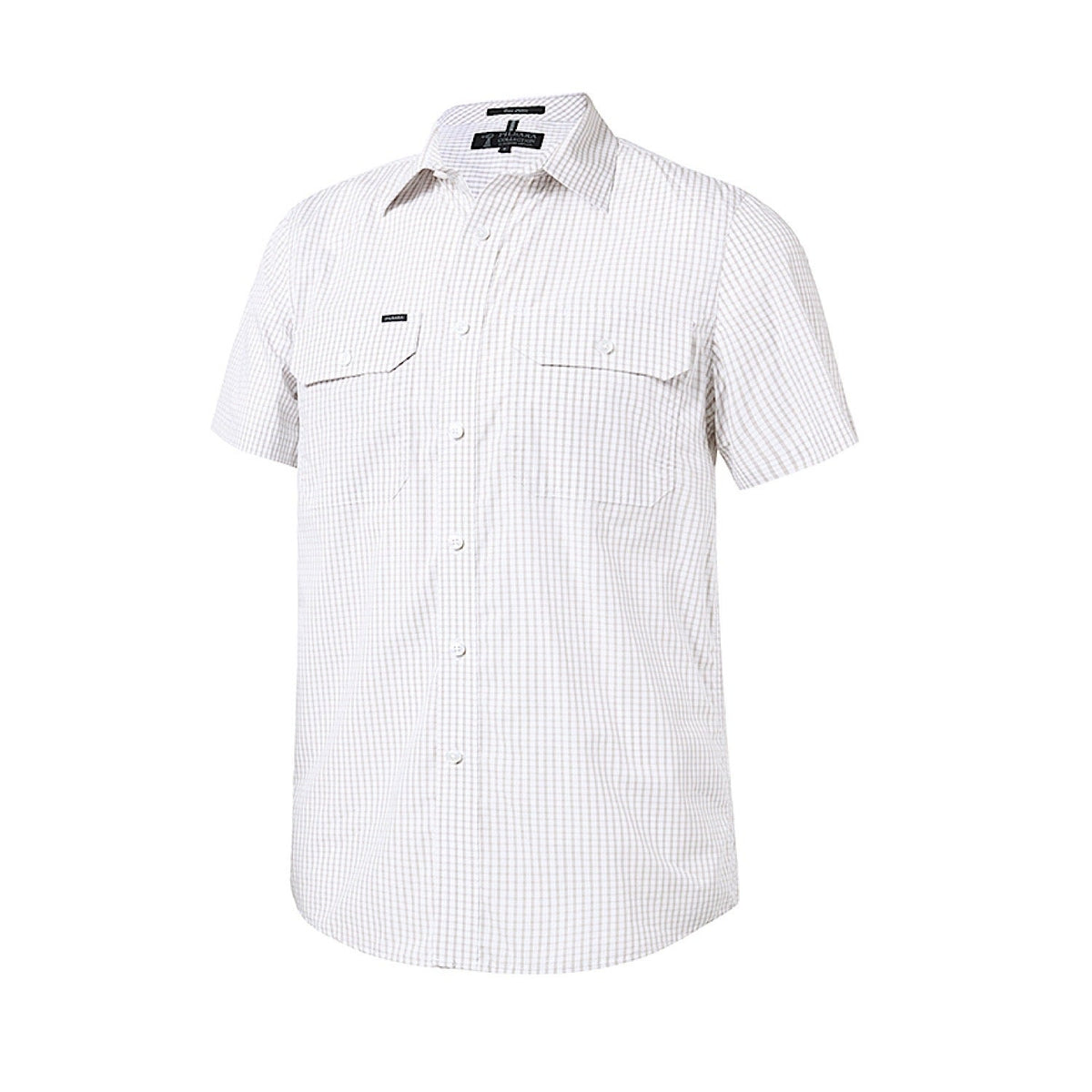 Pilbara Men’s S/S Shirt - Taupe/White Check