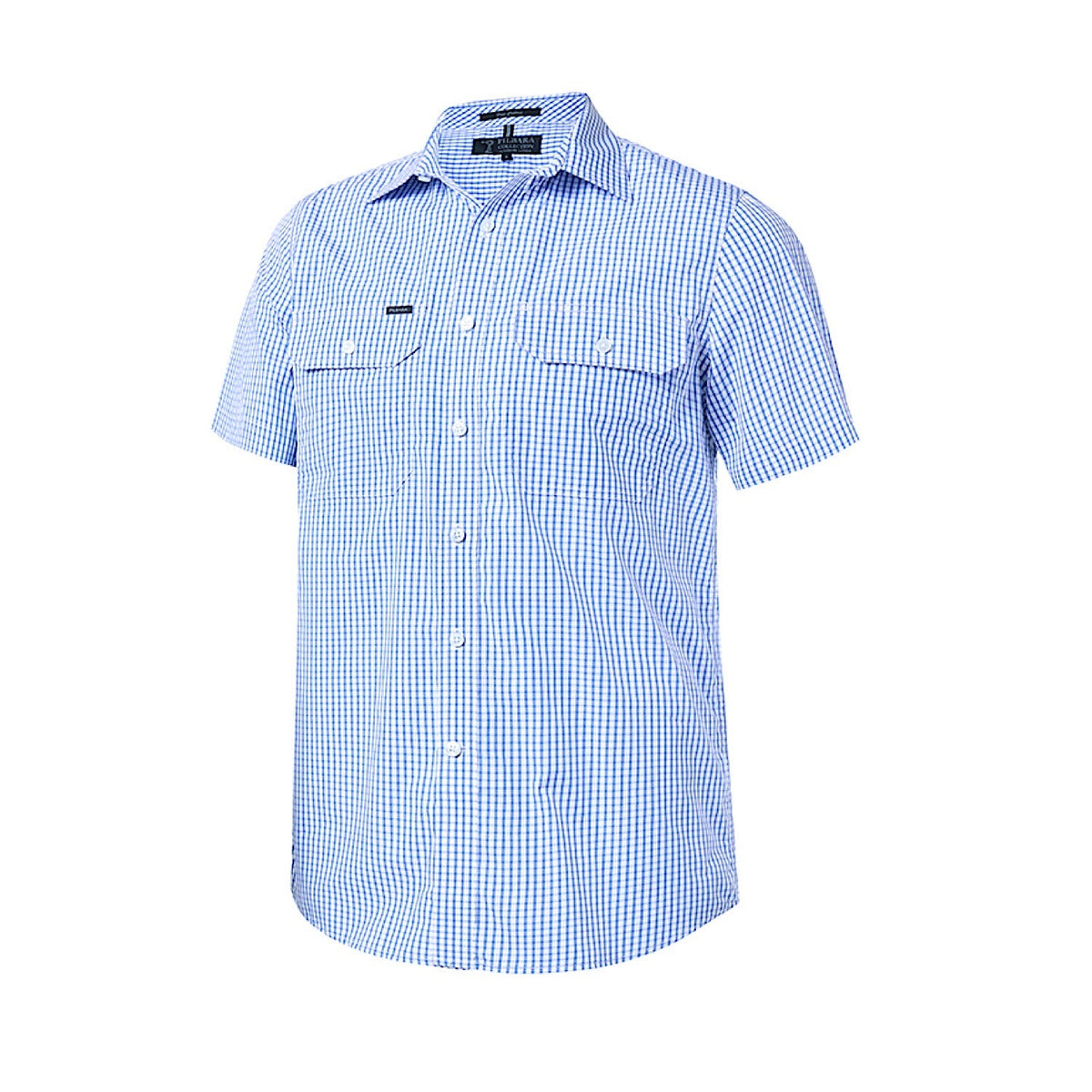 Pilbara Men’s S/S Shirt - Blue/White Check