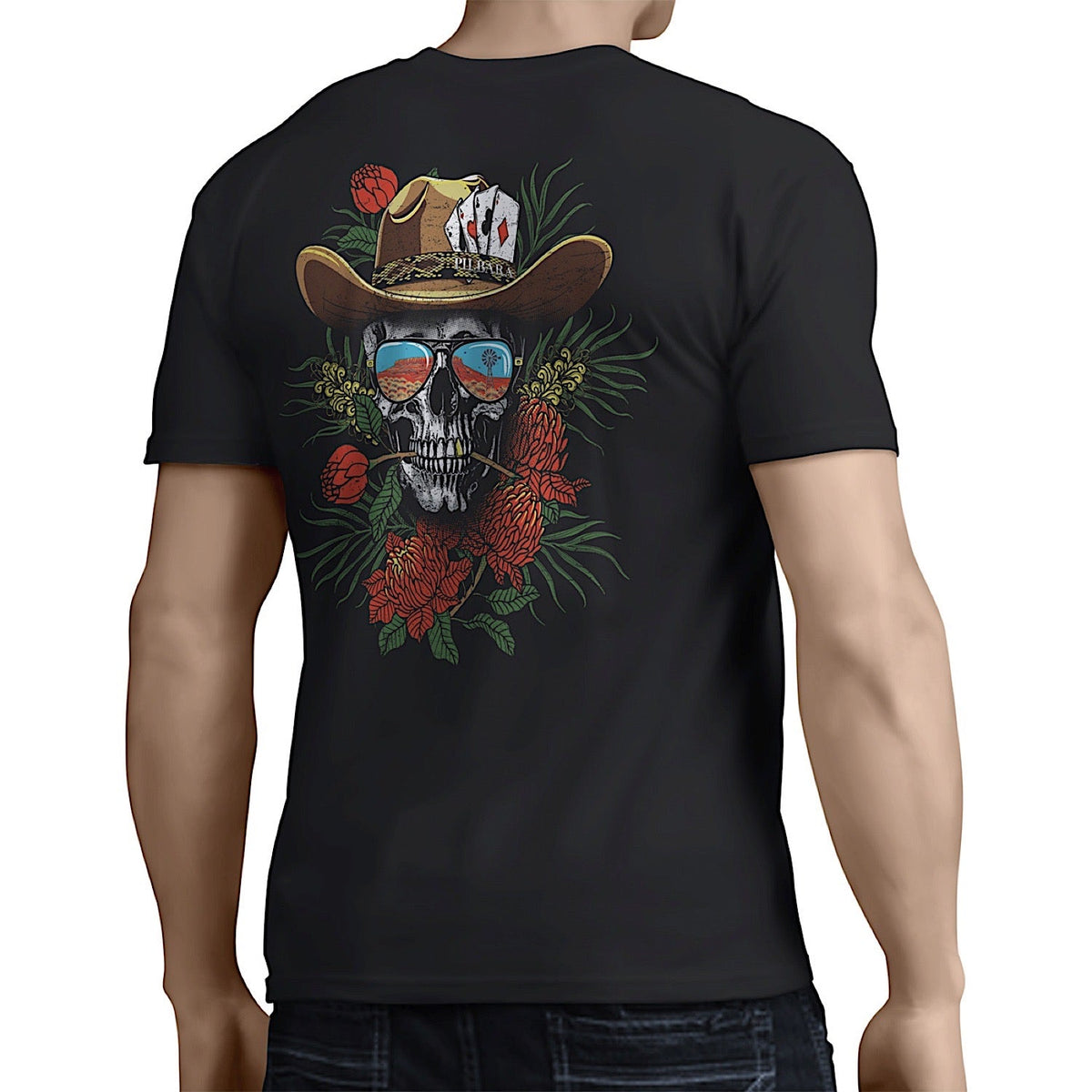 Pilbara Men’s Waratah Skull Western T-Shirt - Black