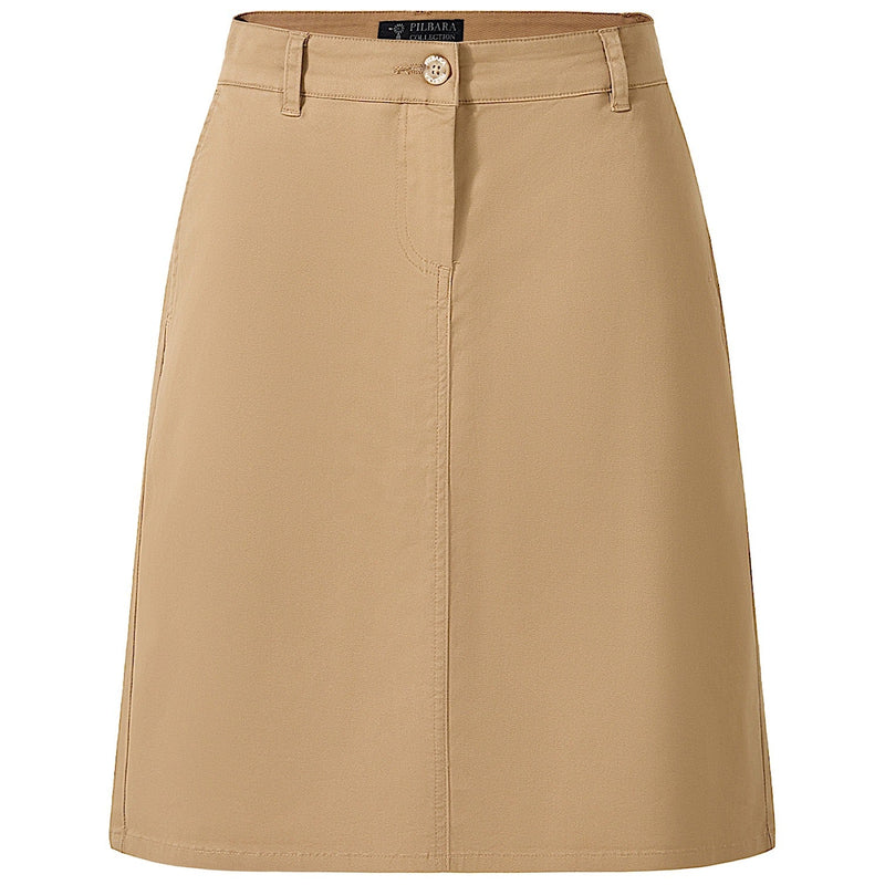 Pilbara Women’s Daphne Chino A-Line Skirt - Caramel