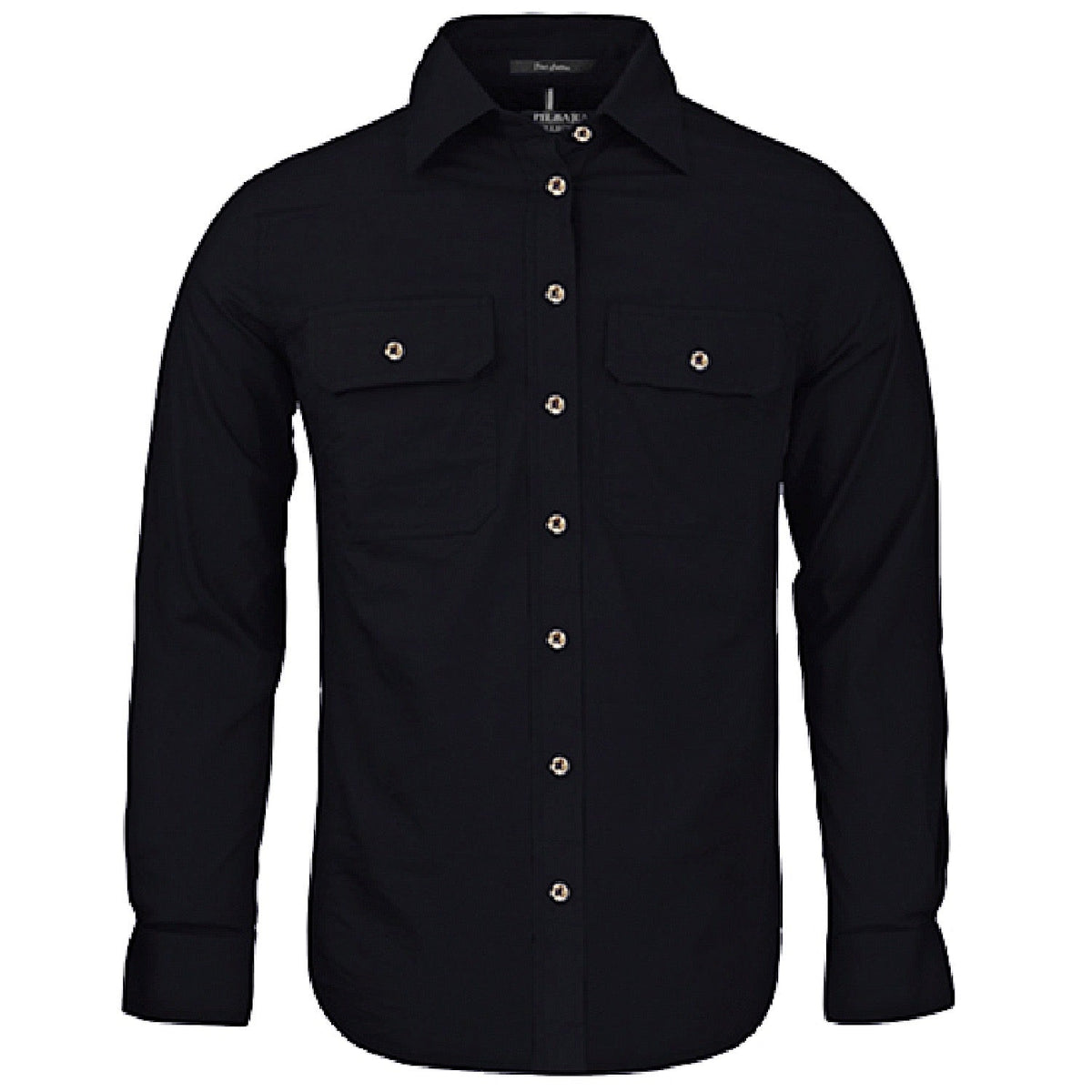 Pilbara Women’s Open Front L/S Shirt - Black