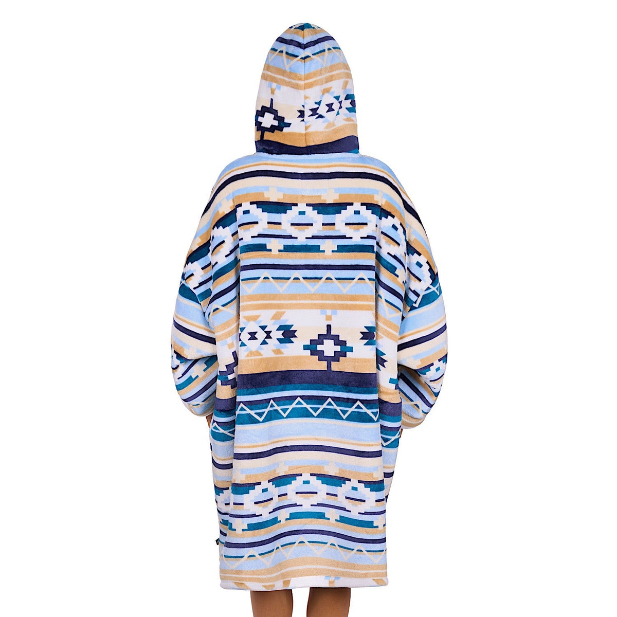 Pure Western Adults Aztec Snuggle Hoodie - Natural/Blue