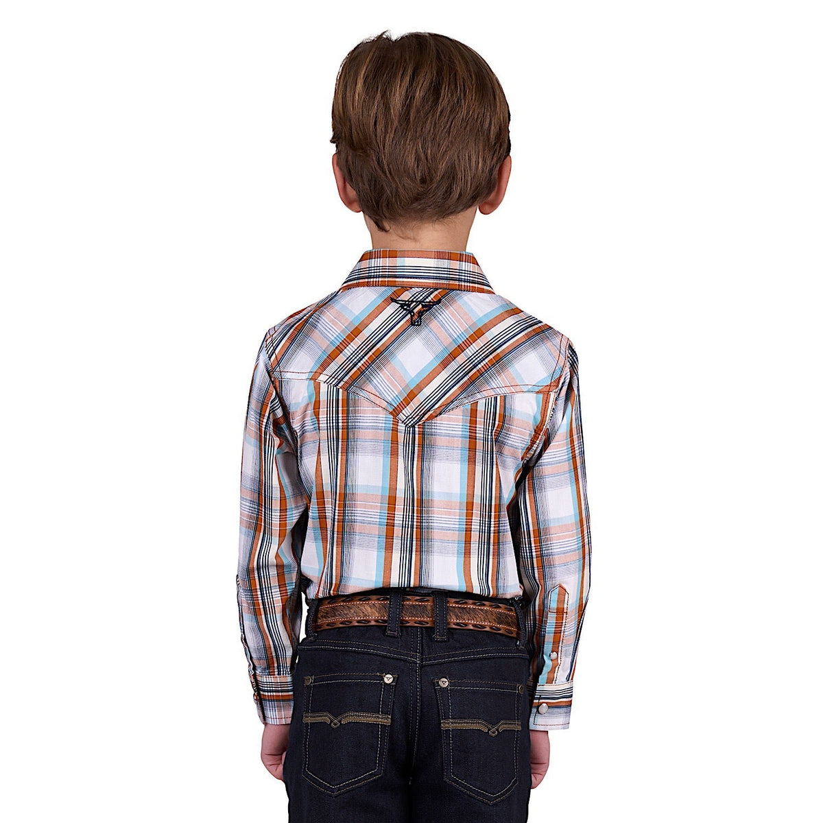 Pure Western Boy’s Axel Check Western Shirt - Tan