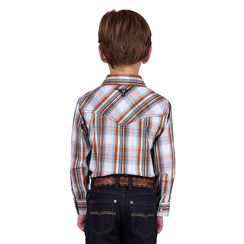 Pure Western Boy’s Axel Check Western Shirt - Tan