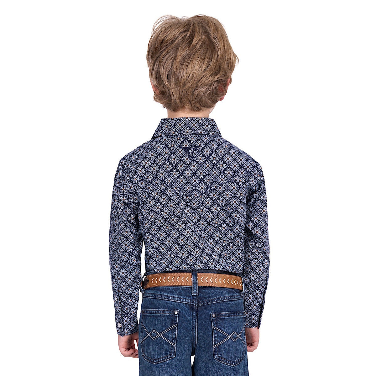 Pure Western Boy’s Douglas Shirt - Navy/White