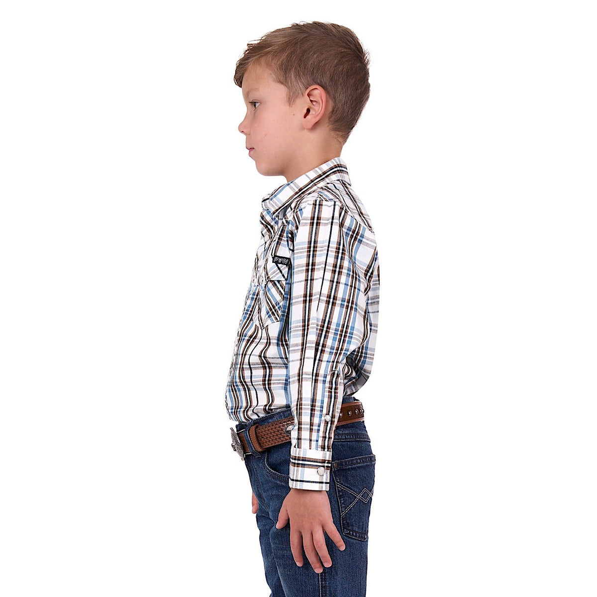 Pure Western Boy’s Evan Shirt White/Tan