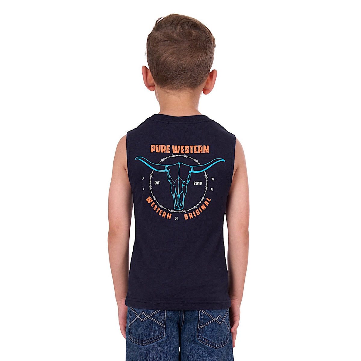 Pure Western Boy’s Fred Muscle Tank Navy