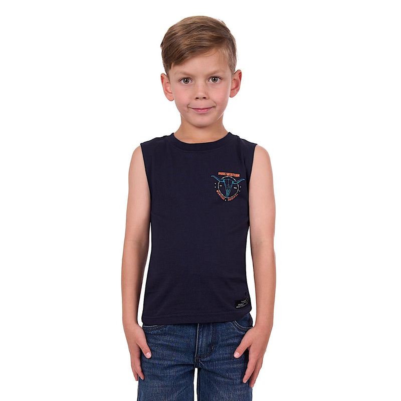Pure Western Boy’s Fred Muscle Tank Navy
