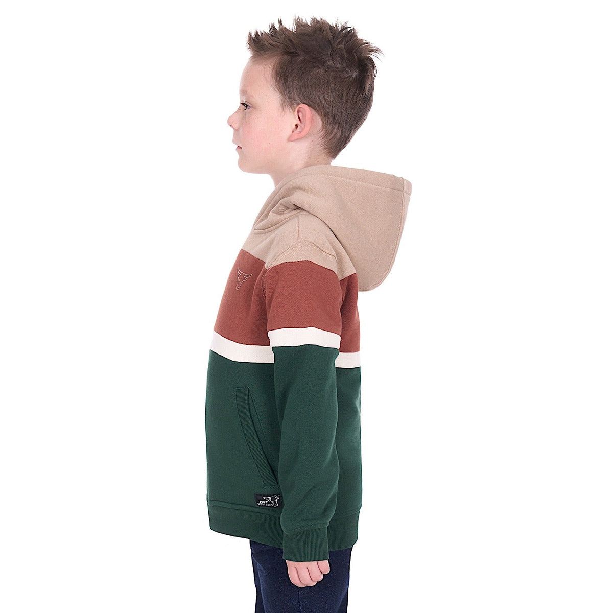 Pure Western Boy’s Harry Hoodie - Green/Multi