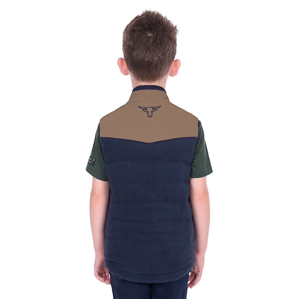 Pure Western Boy’s Jamie Reversible Vest - Stone/Navy