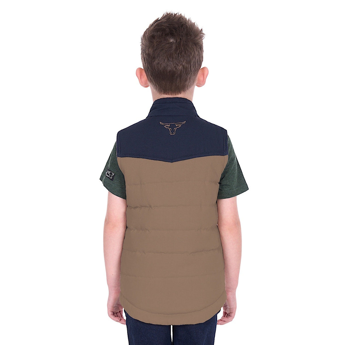 Pure Western Boy’s Jamie Reversible Vest - Stone/Navy
