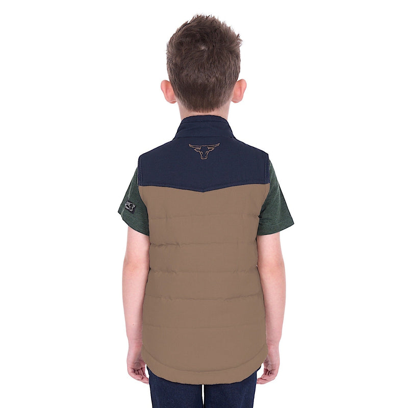 Pure Western Boy’s Jamie Reversible Vest - Stone/Navy