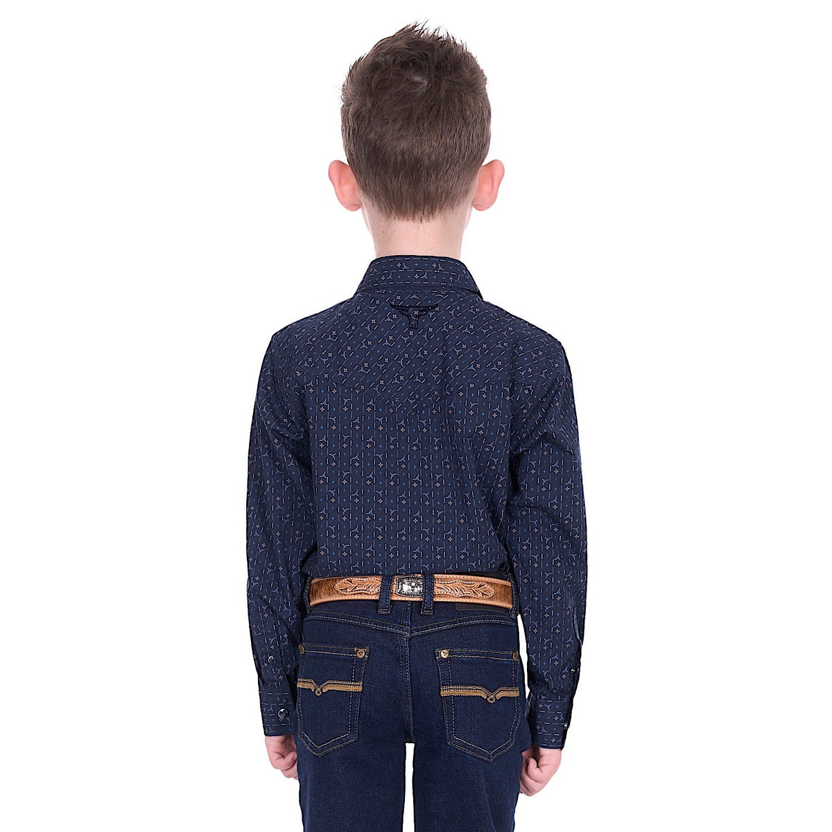 Pure Western Boy’s Marc Shirt - Navy/Multi