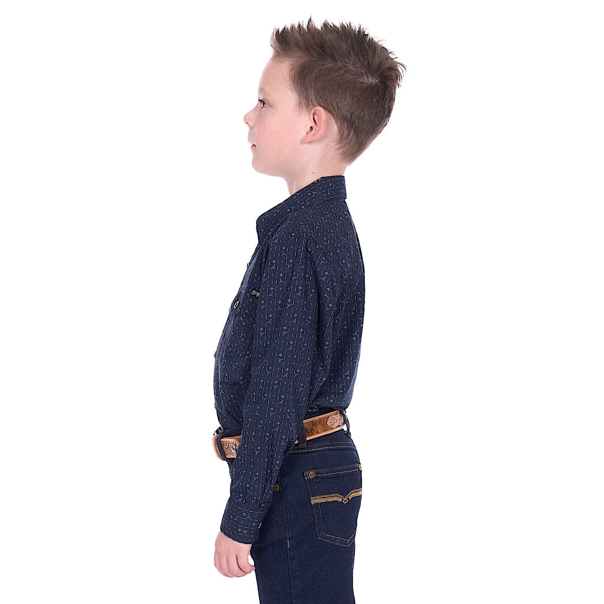 Pure Western Boy’s Marc Shirt - Navy/Multi