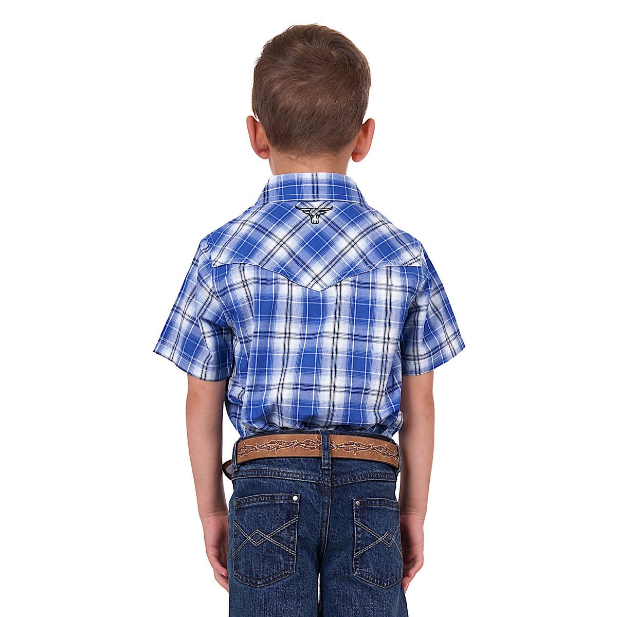 Pure Western Boy’s Mark Short Sleeve Shirt Royal