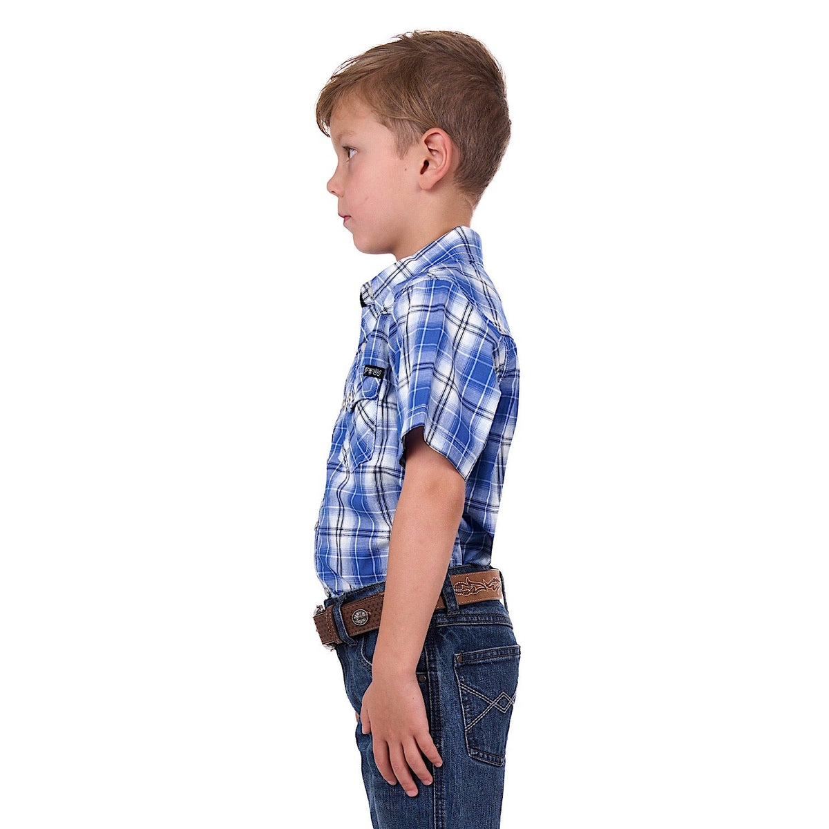 Pure Western Boy’s Mark Short Sleeve Shirt Royal