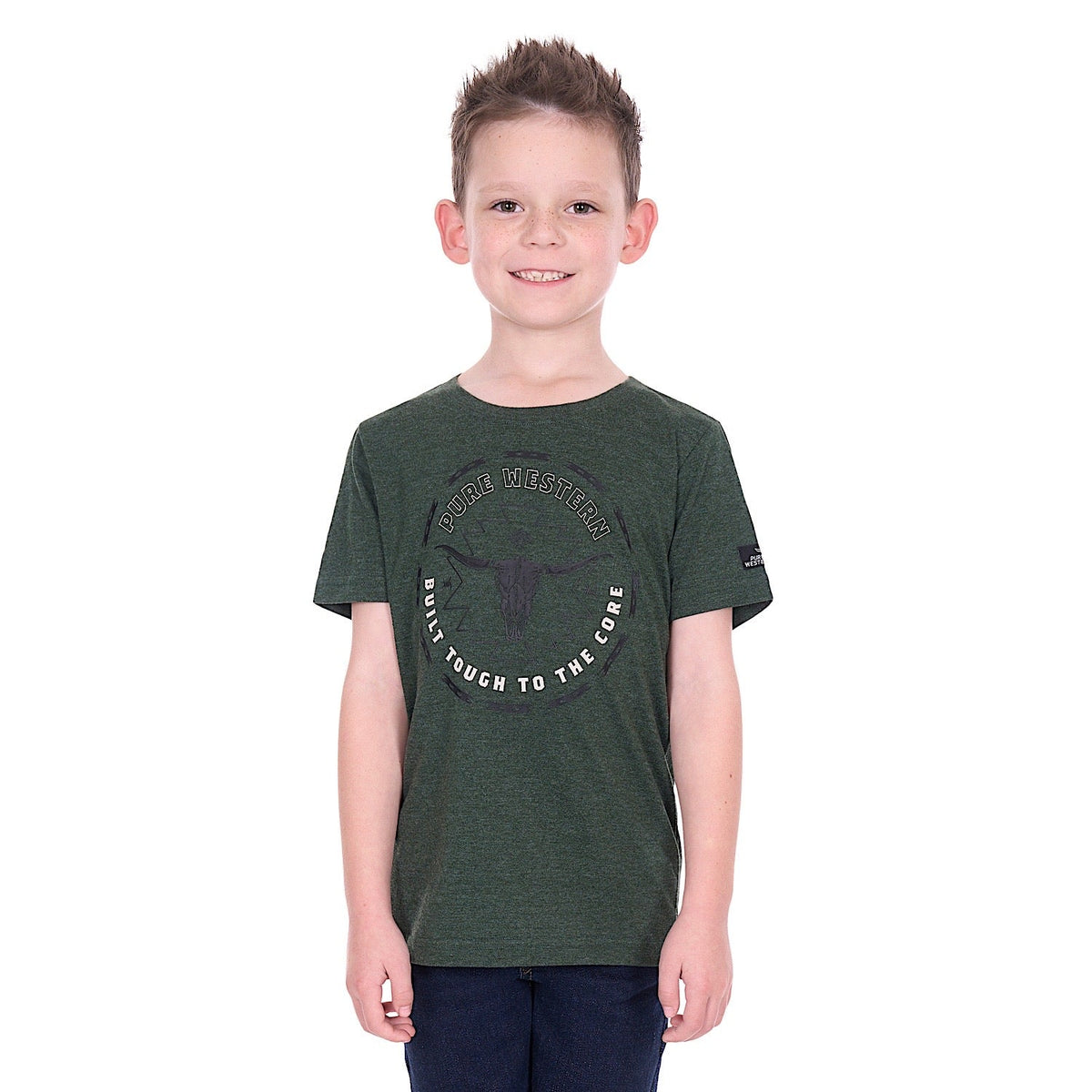 Pure Western Boy’s Oscar T-Shirt - Green Marle