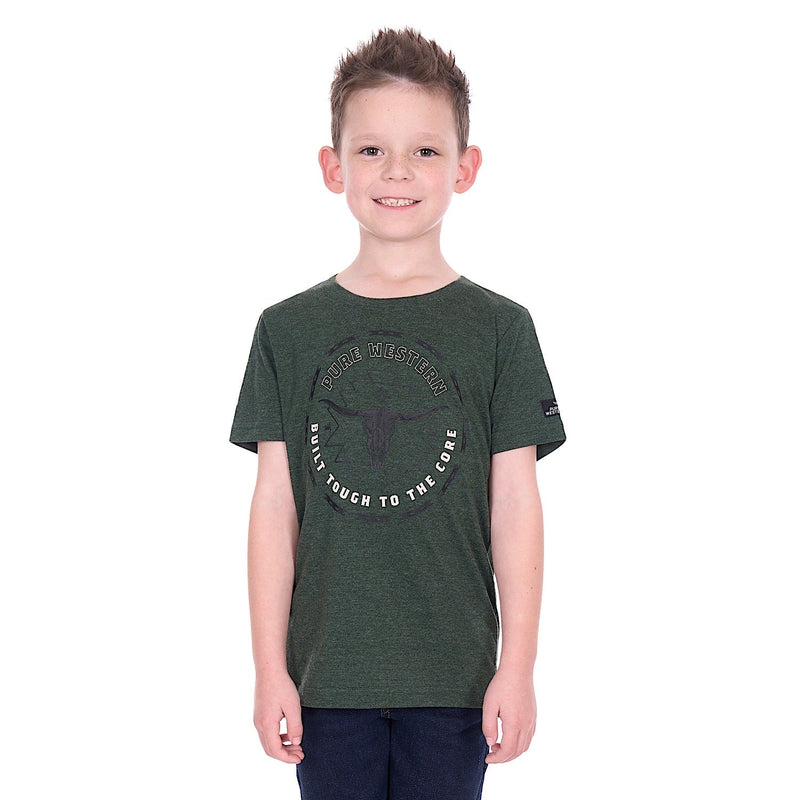 Pure Western Boy’s Oscar T-Shirt - Green Marle