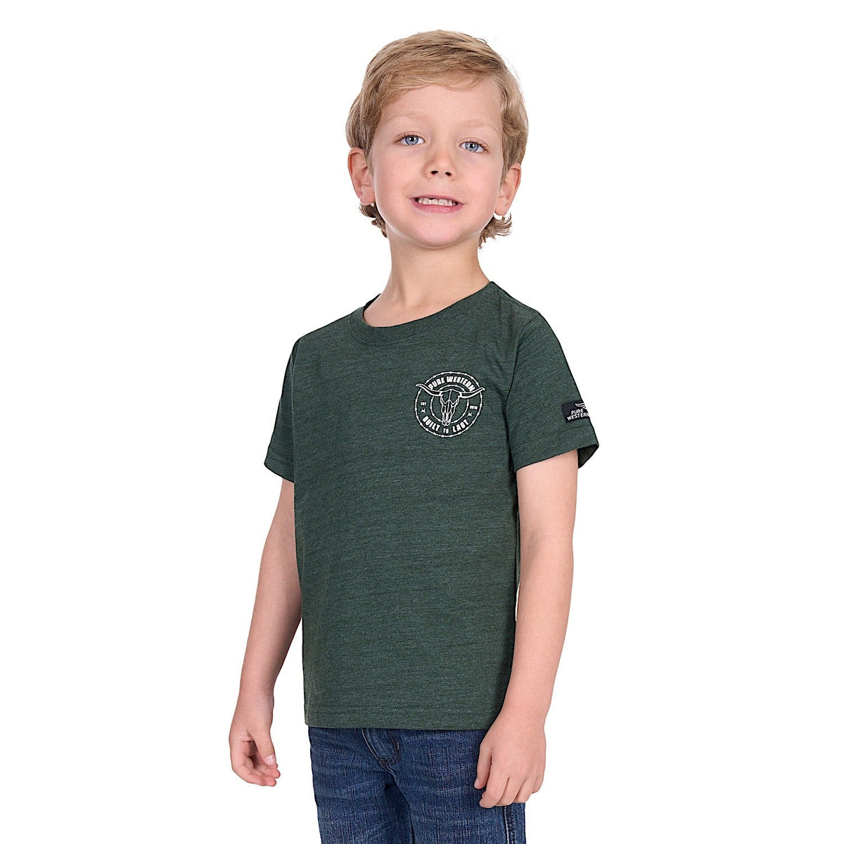Pure Western Boy’s Walker Tee - Green Marle