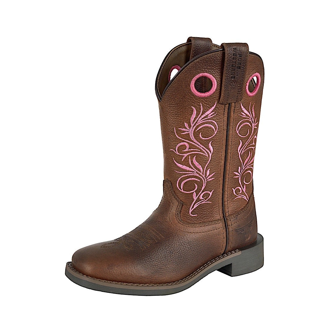 Pure Western Children’s Clara Boot - Dark Brown/Pink
