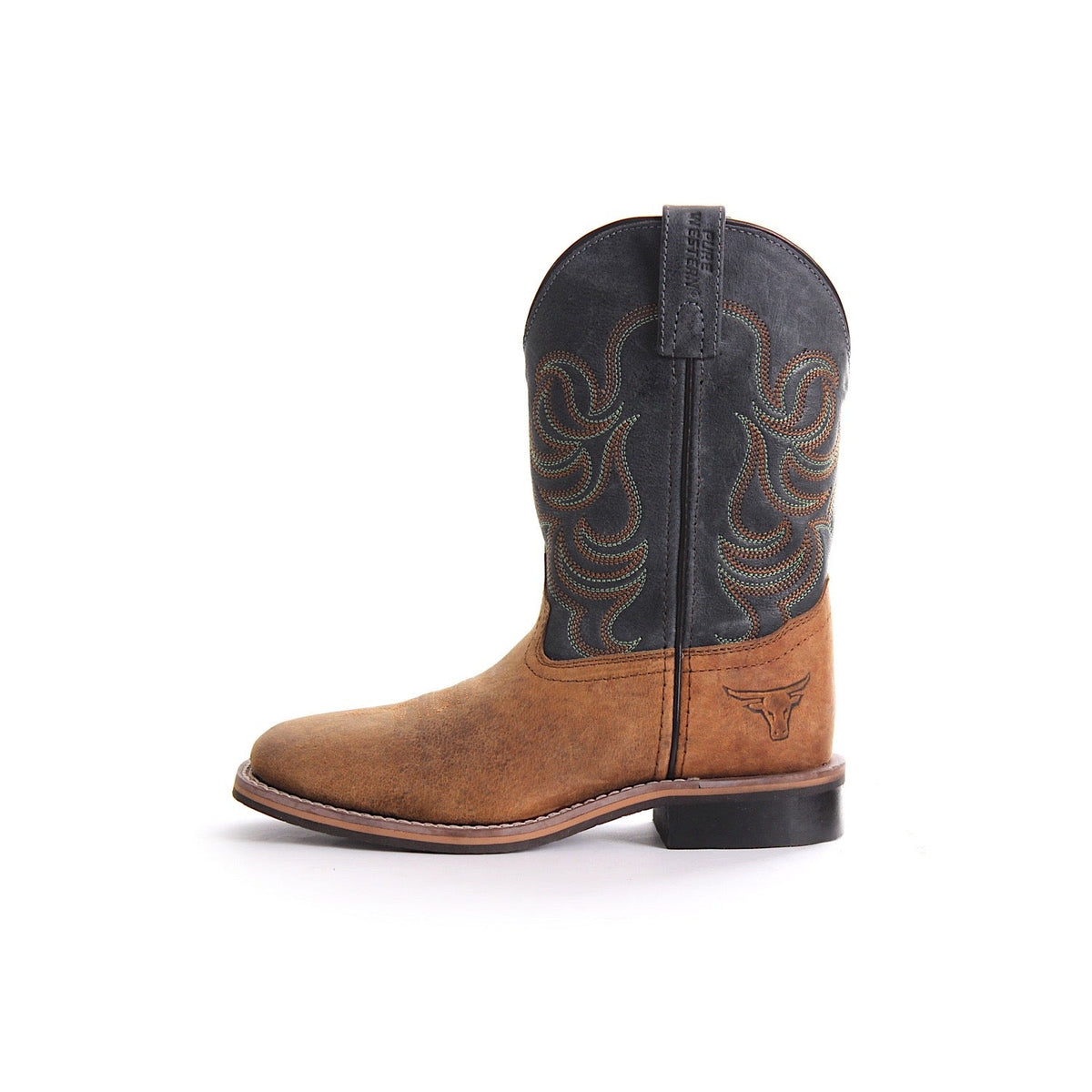 Pure Western CHILDRENS Cole Boot Oil Distressed Rust/Navy
