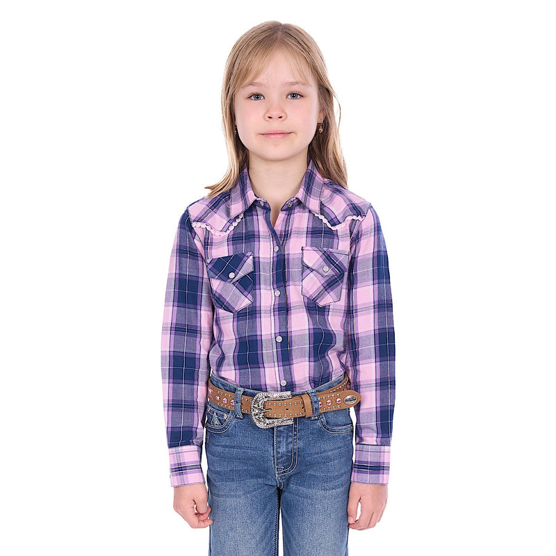 Pure Western Girl’s Arleen Shirt - Pink/Navy