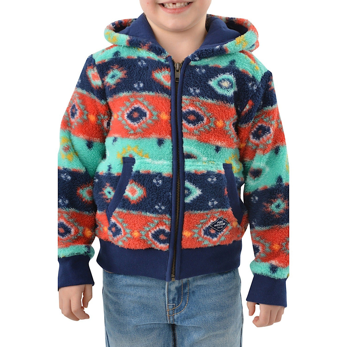 Pure Western Girl’s Cailan Zip Up Hoodie-Navy/Multi