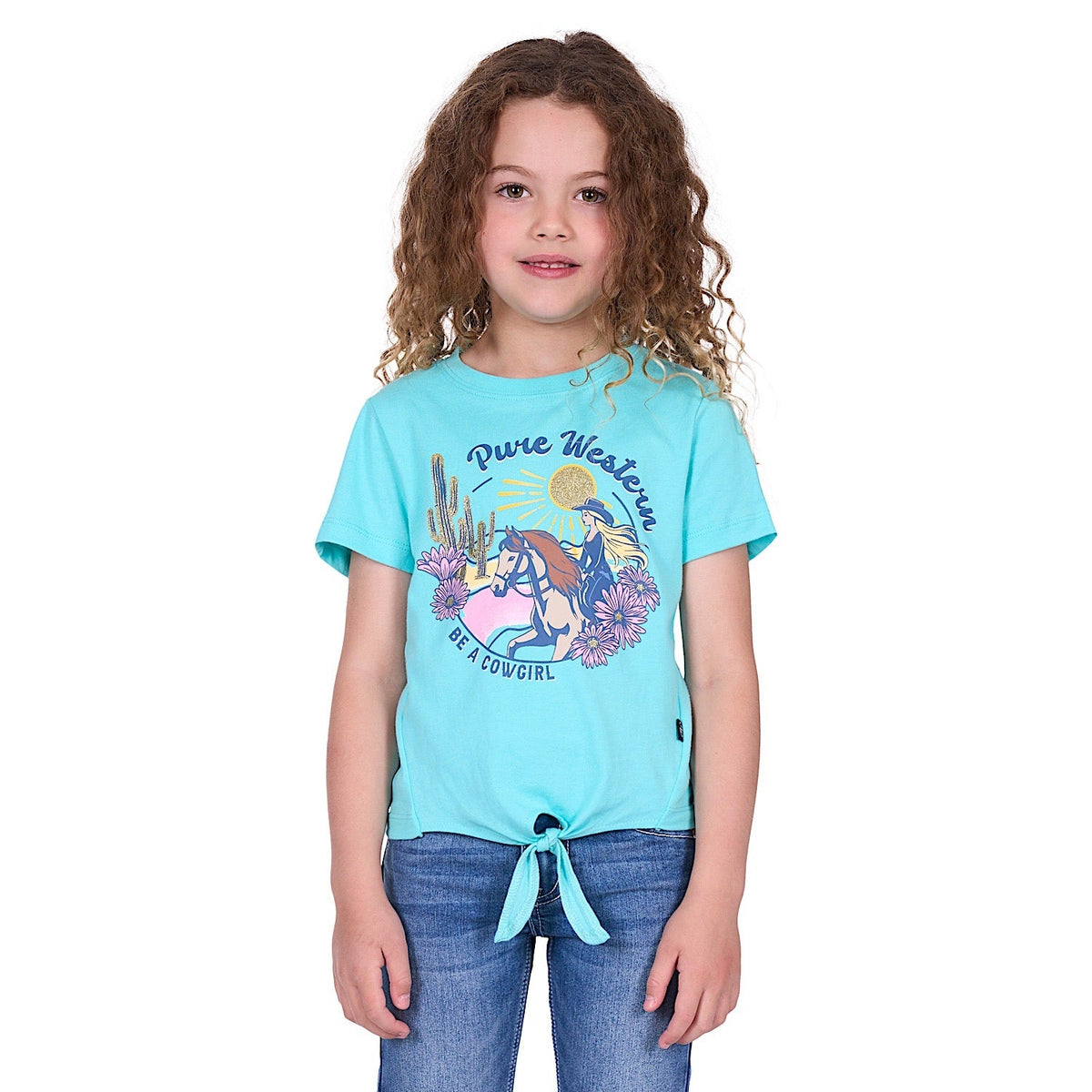 Pure Western Girl’s Clover Tee - Turquoise