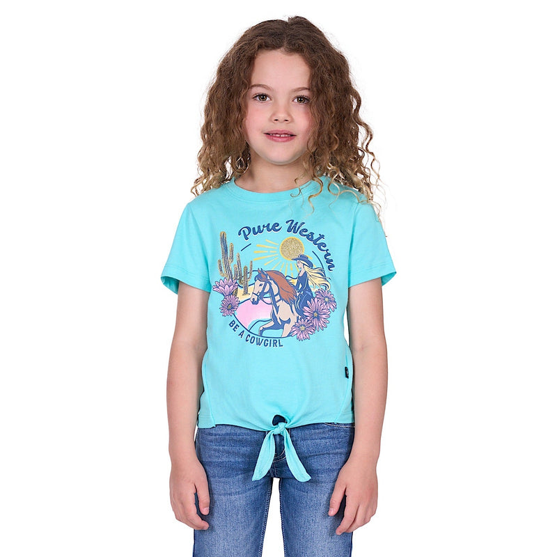 Pure Western Girl’s Clover Tee - Turquoise