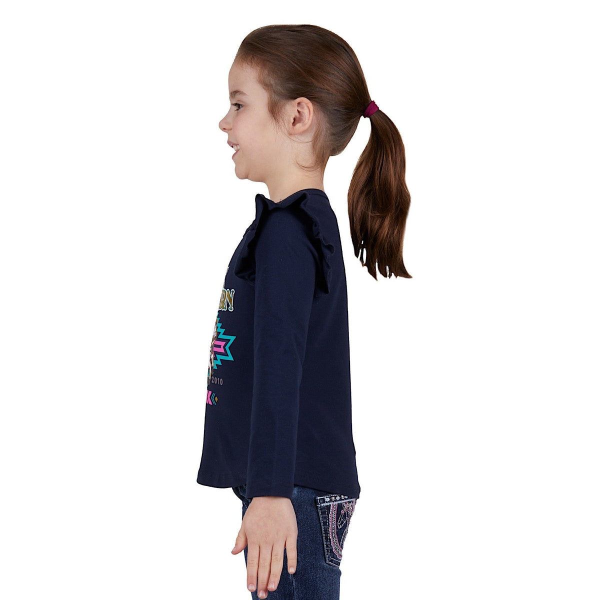 Pure Western Girls Emma Frill Long Sleeve Tee Navy