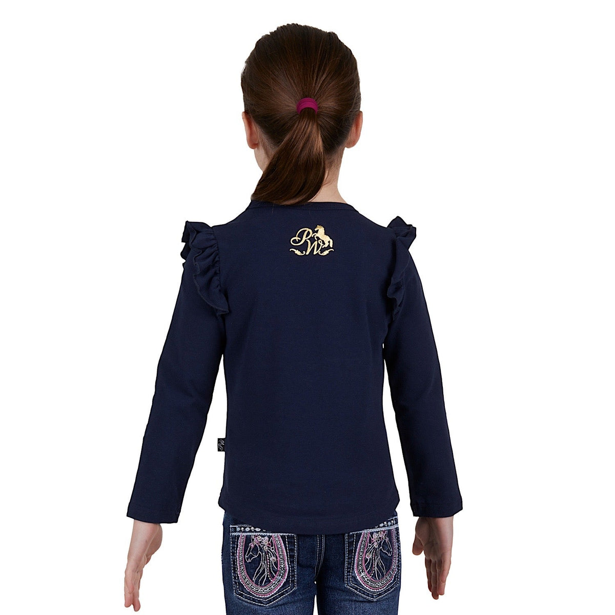 Pure Western Girls Emma Frill Long Sleeve Tee Navy