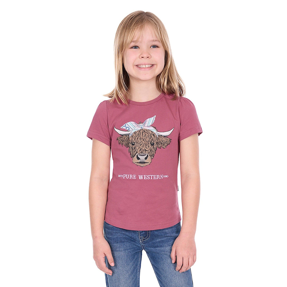 Pure Western Girl’s Estelle T-Shirt - Raspberry