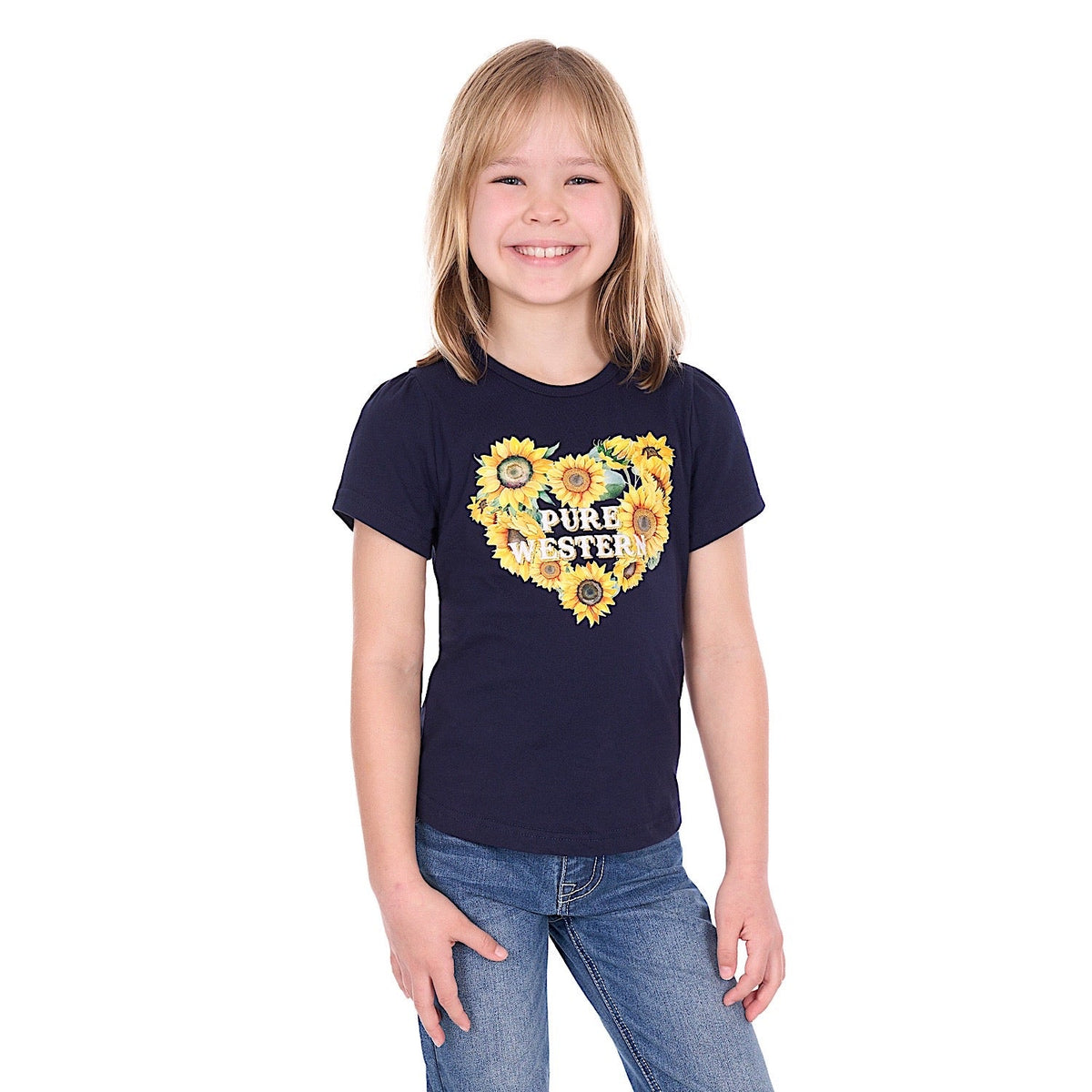 Pure Western Girl’s Marissa T-Shirt - Navy