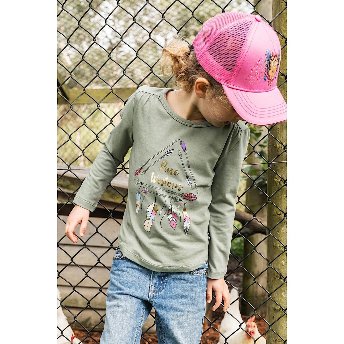 Pure Western Girl’s Spike Long Sleeve Tee -Moss