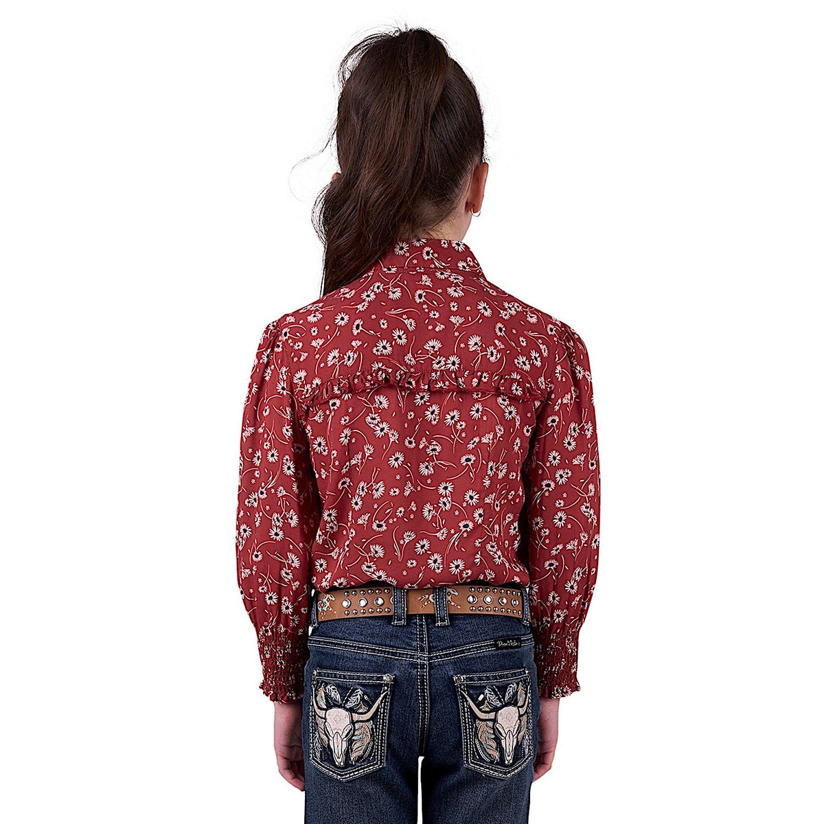Pure Western Girl’s Tahnee Print Shirt - Rust
