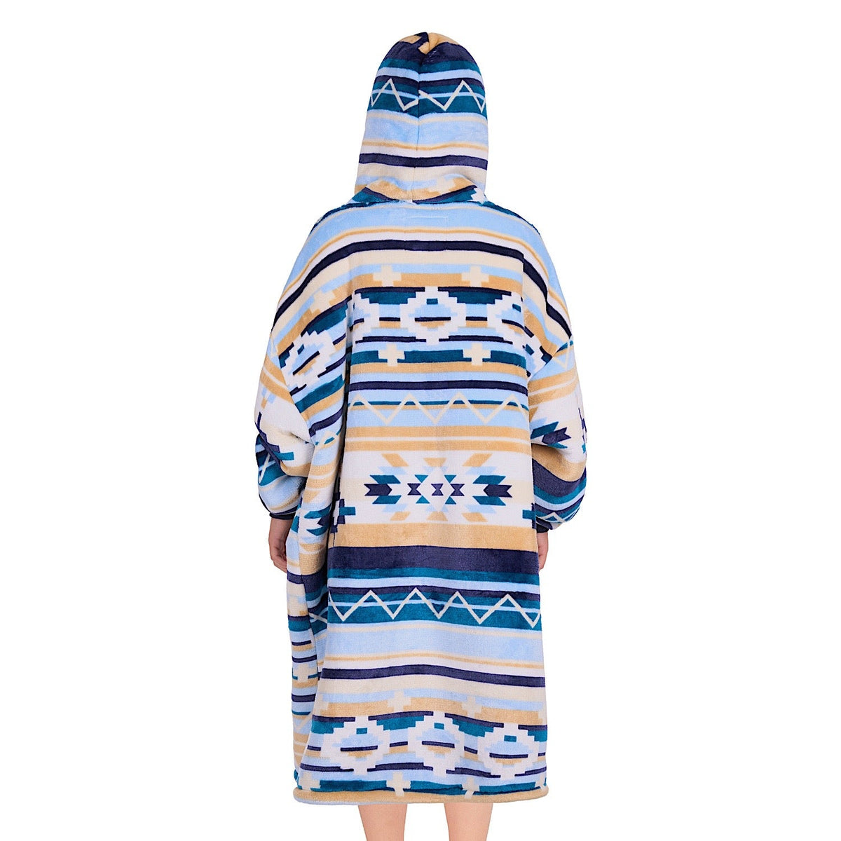 Pure Western Kids Aztec Snuggle Hoodie - Natural/Blue