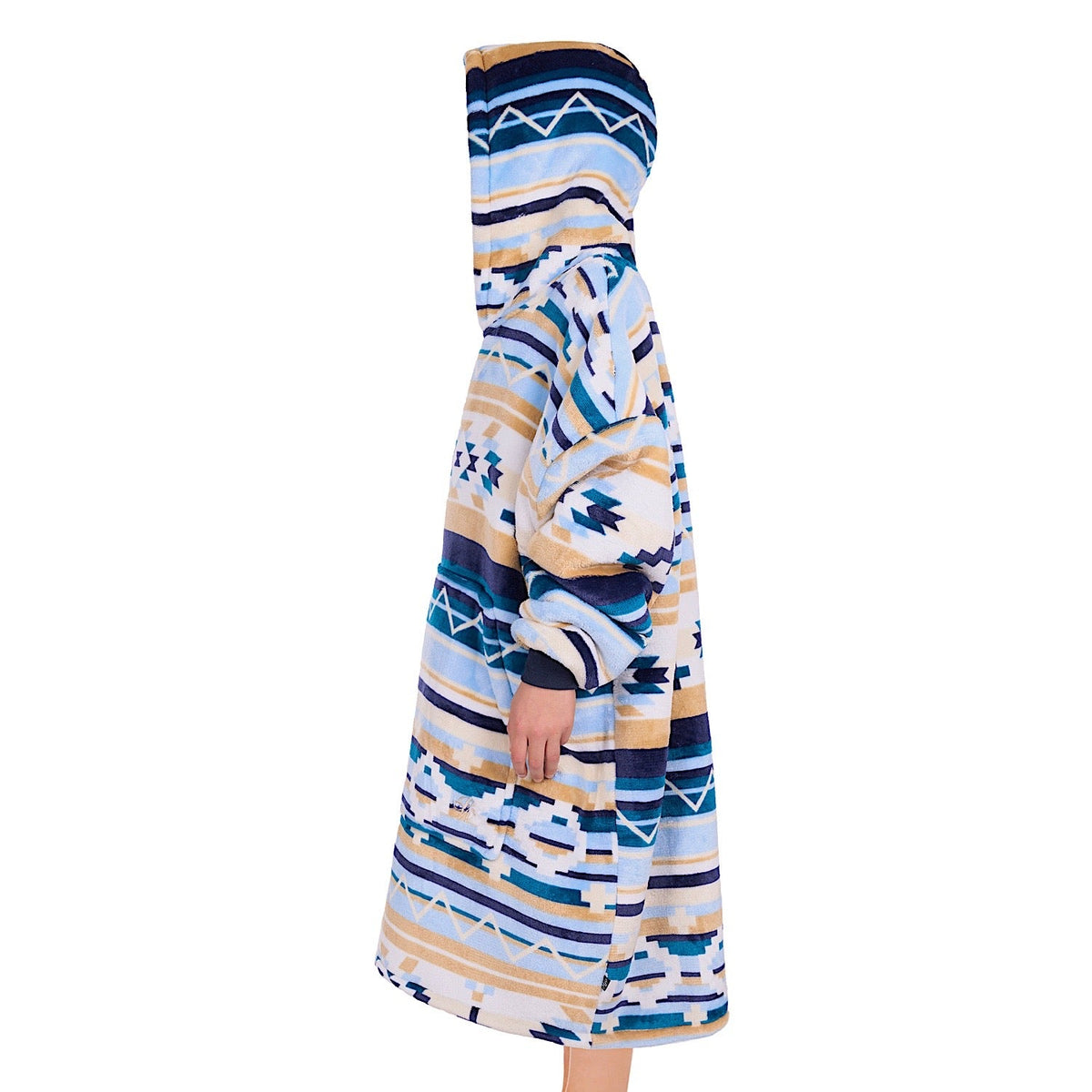 Pure Western Kids Aztec Snuggle Hoodie - Natural/Blue